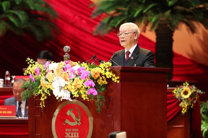 Tổng Bí thư, Chủ tịch nước Nguyễn Phú Trọng trình bày báo cáo của Ban Chấp hành Trung ương khóa XII